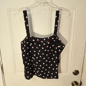 Vintage Kasper For A.s.l. Size 14 Tank Top Polyester Black With Pink And White